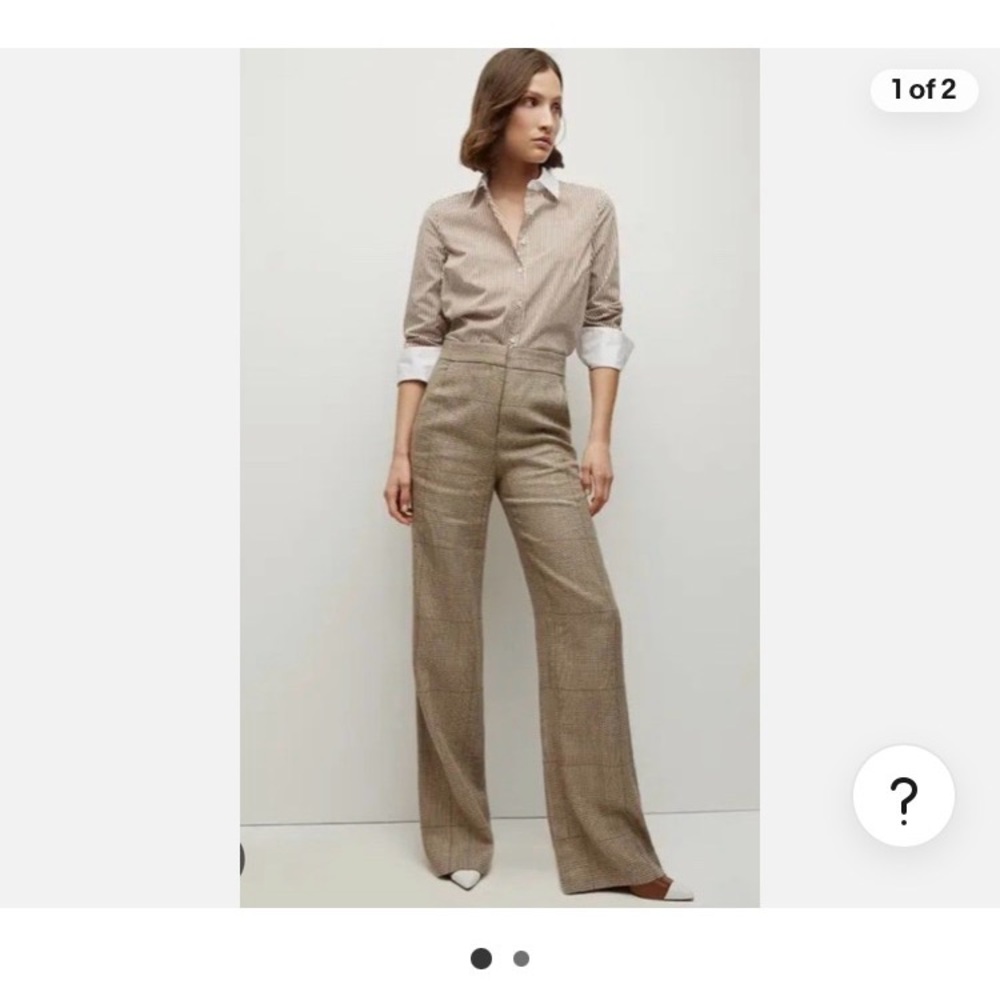 Veronica Beard Tonelli Plaid Pants in Echru/Ochre size 8 NWT